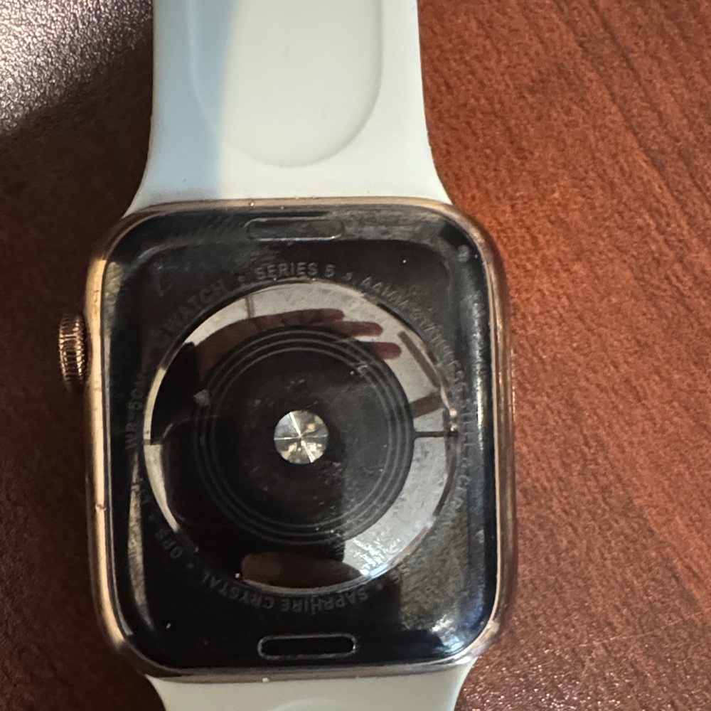 Apple Smartwatch with Silver Case and White Band